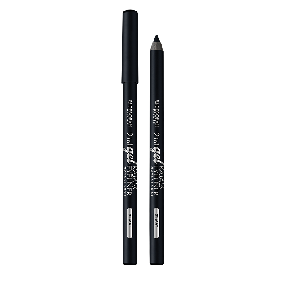 Deborah 2In1 Gel Kajal & Eyeliner Waterproof black 1.5 g - قلم كحل وايلاينر جل اسود 2 في 1 مقاوم للماء من ديبورا