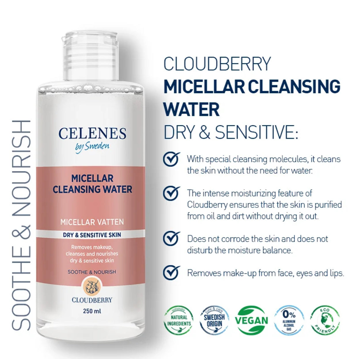 CELENES Thermal Micellar Cleansing Water, Dry And Sensitive Skin - 250ml | سيلينس ماء ميسيلار للبشرة الجافة والحساسة - 250 مل