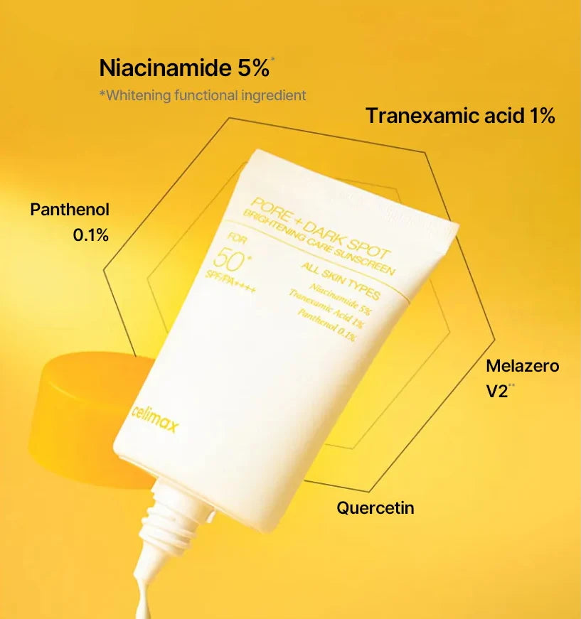 Celimax pore + dark spot brightening care sunscreen for even skin tone -كريم واقي شمس للنظارة وتفتيح