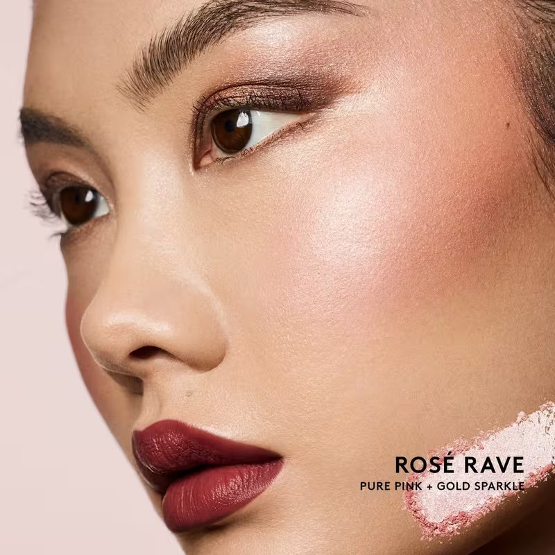 Fenty beauty diamond bomb highlighter rose rave- لوحة أضاءة بودرة مضغوطة