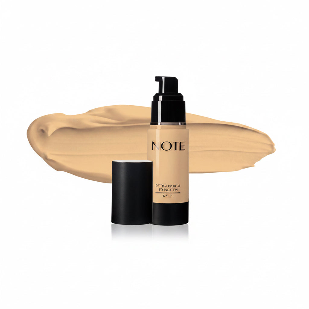 NOTE Detox & Protect Foundation SPF 15 - كريم أساس خافي عيوب بعامل حماية