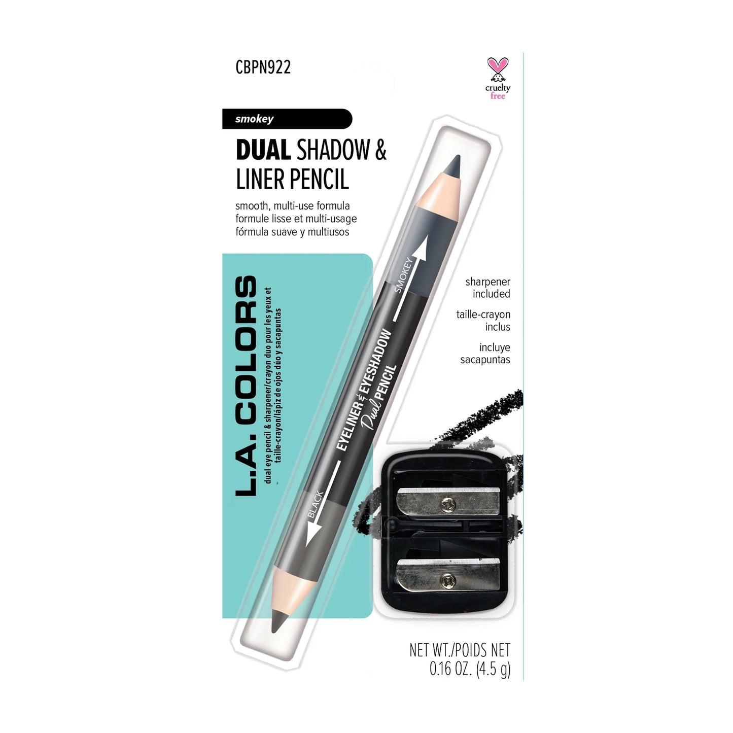 L.A.COLORS DUAL EYE PENCIL WITH SHARPENER - قلم تحديد العين المزدوج مع مبراة إل إيه كولورز