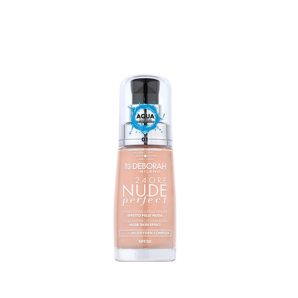 Deborah Milano 24Ore Nude Perfect Foundation 30ml - كريم أساس بتركيبة واقي لمدة ٢٤ ساعة من ديبورا