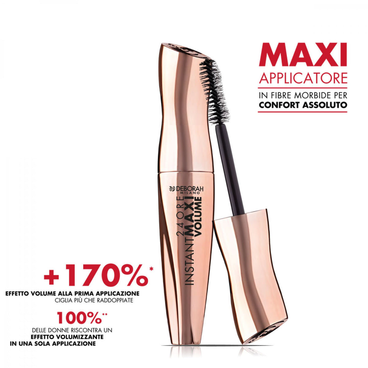 Deborah Milano 24Ore Instant Maxi Volume Mascara (With Pomegranate Oil & Keratin) - مسكارة بزيت الرمان والكيراتين