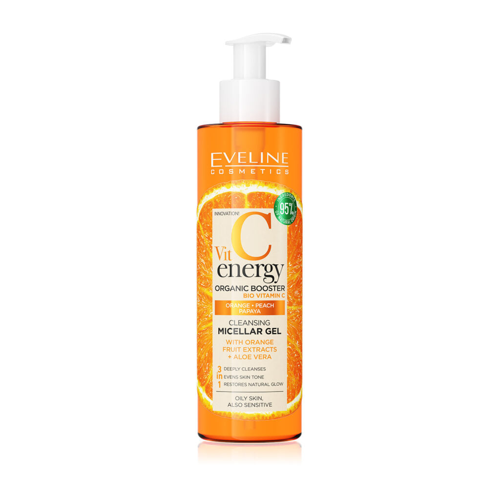 Eveline Vit C Energy Cleansing Micellar Gel (3 in 1) - غسول ميسيلار منظف للوجة بالفيتامين سي