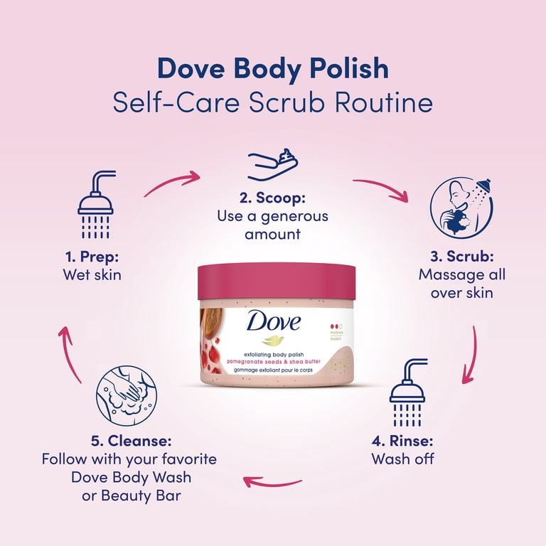 Dove Exfoliating Body Polish Scrub Pomegranate Seeds & Shea Butter - مقشر ببذور الرمان وزبدة الشيا