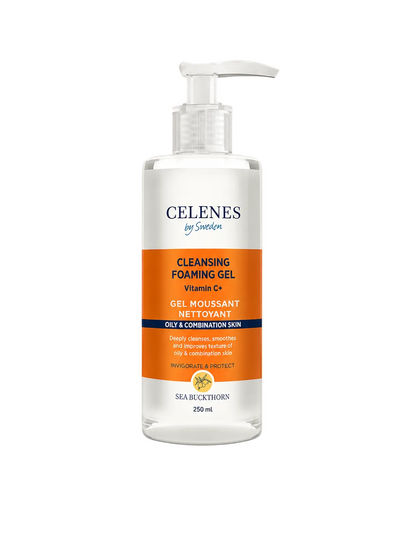 CELENES by sweden cleansing foaming gel vitamin c+ - غسول جل بفيتامين سي من سيلنيس للبشرة الدهنية والمختلطة