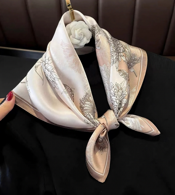 Silk scarf with vibrant floral patterns
