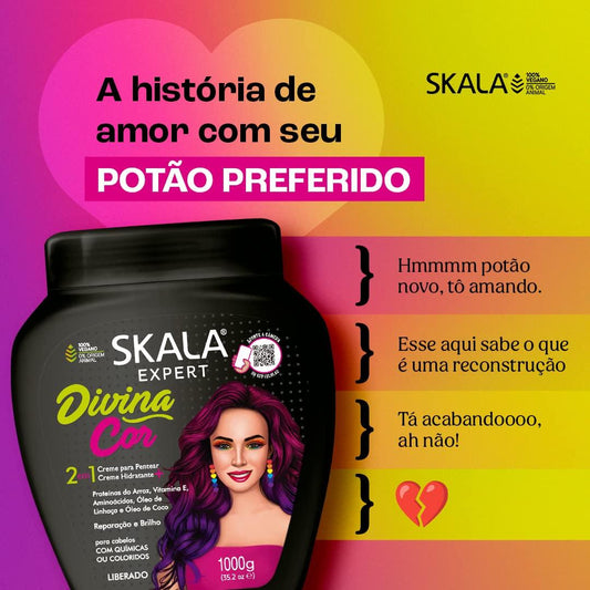 Skala expert divina cor 2em1 1000g- كريم مرطب ومصفف للشعر المصبوغ من سكالا برازيلية