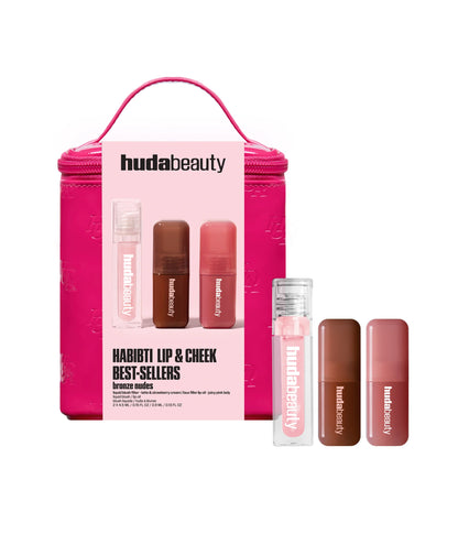 Huda beauty lip and cheek best sellers kit - مجموعة حقيبة الشفاه وخدود من هدى بيوتي