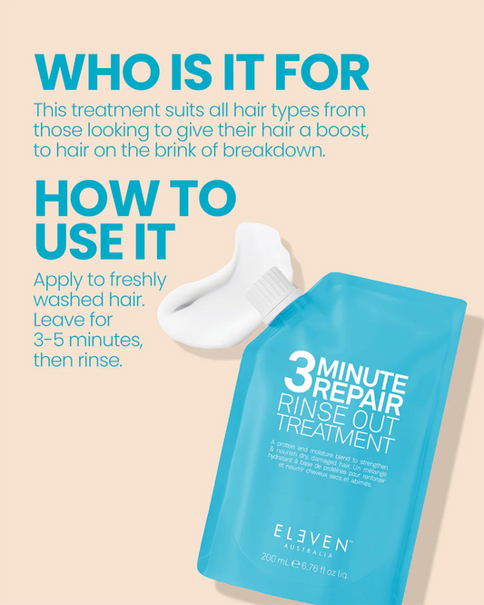 Eleven australia 3 MINUTE REPAIR
RINSE OUT TREATMENT - معالج الشعر في ثلاث دقائق