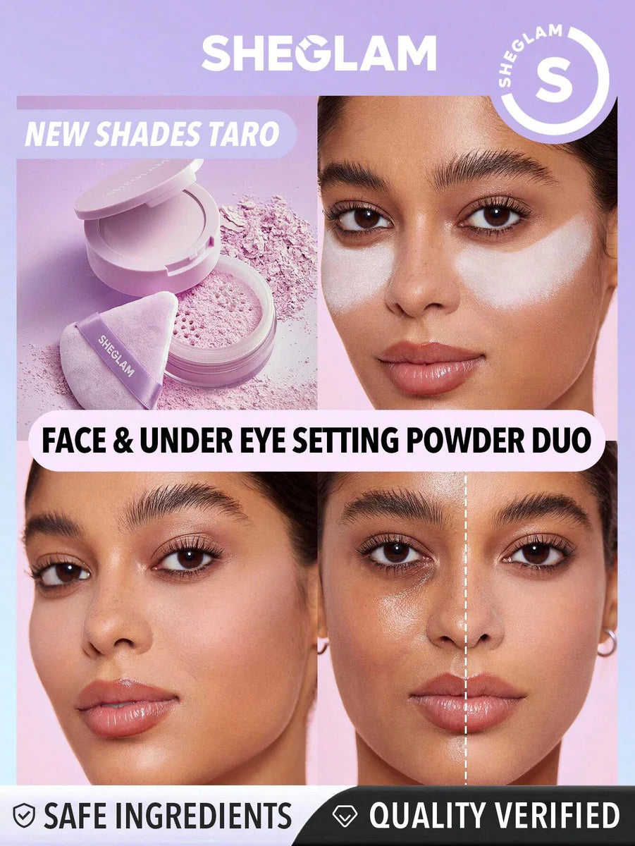 SHEGLAM Insta-Ready Face & Under Eye Setting Powder Duo - بودرة مزدوجة بنفسجية من شي كلام