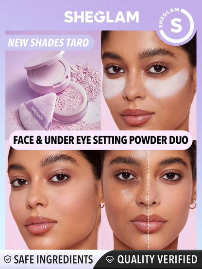 SHEGLAM Insta-Ready Face & Under Eye Setting Powder Duo - بودرة مزدوجة بنفسجية من شي كلام