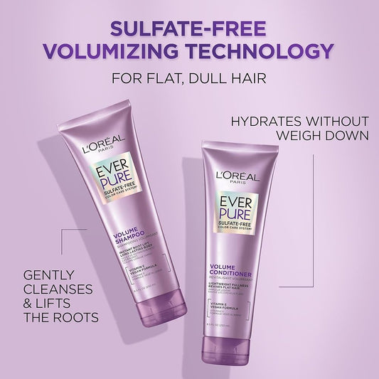 L’oreal ever pure volume shampoo 250ml - شامبو لوريال إيفر بيور فوليوم 250 مل - شامبو للشعر لزيادة الكثافة والعناية باللون