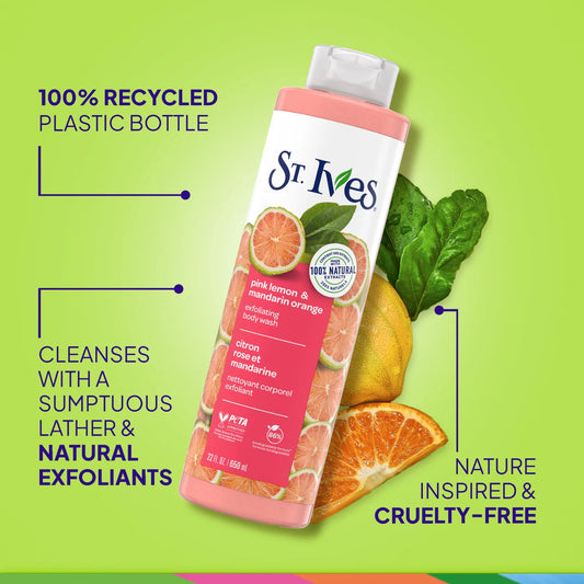 St.ives EXFOLlATING BODY WASH PlNK LEMON & MANDAPIN ORANGE - غسول ومقشر الجسم بالليمون الوردي واليوسفي
