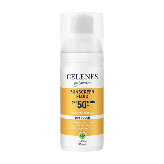 Celenes sunscreen fluid spf50+ - واقي شمس سائل للبشرة الجافة