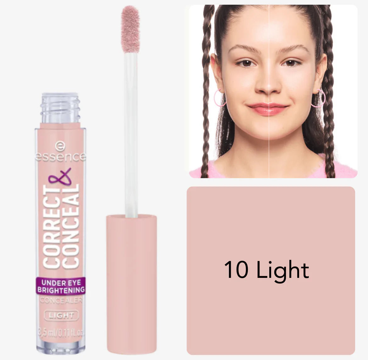 Essence correct & conceal under eye brightening concealer - كوركتر وكونسيلر تصيح الهالات تحت العين من أيسنس