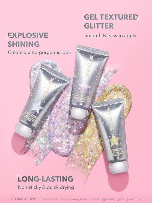 Sheglam Party Starter body highlitgher glitter gel - هايلايتر لامع كلتر جل من شيكلام