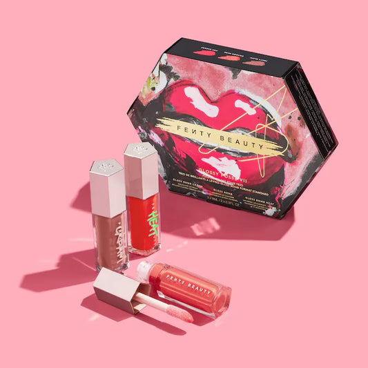 Fenty beauty glossy posse VII full size gloss bomb trio - سيت كلوسات شفاه من فينتي بيوتي