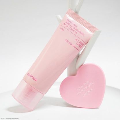 Celimax heart pink tone up sun cream spf 50+pa+++ - كريم واقي شمس من سيلماكس