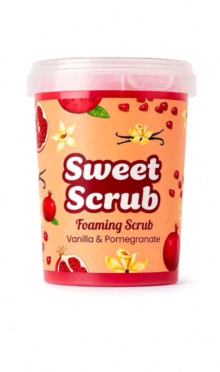 SWEET SCRUB POMEGRANATE & VANILLA FOAMING SCRUB 500g - سكراب الرمان والفانيلا من سويت سكراب