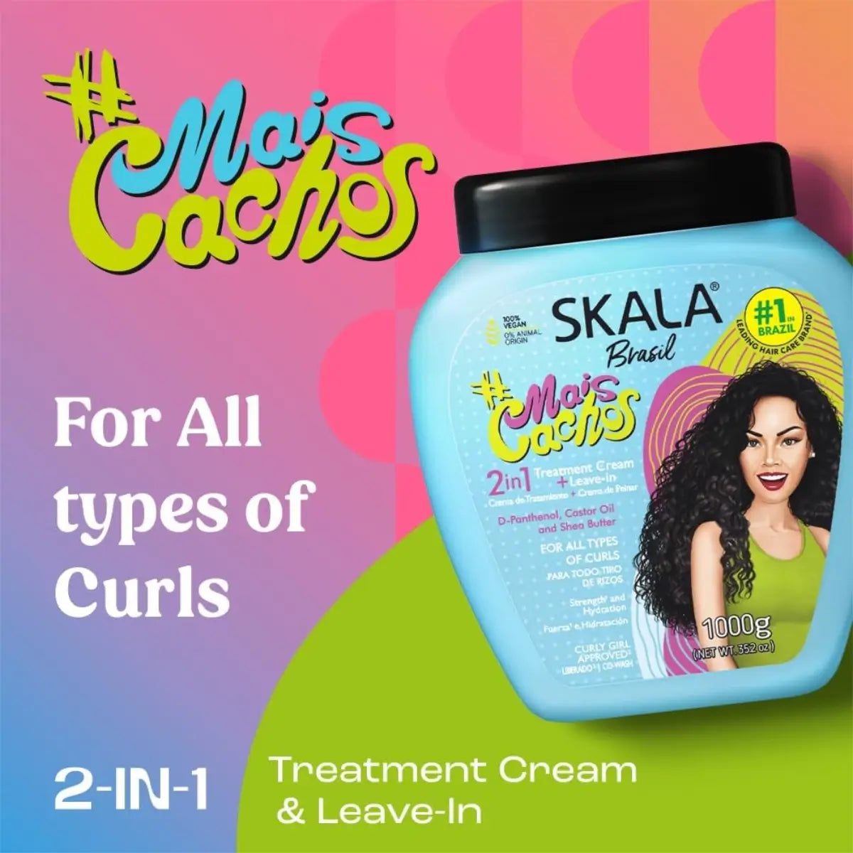 Skala Expert Mais Cachos 2em1 1000gm - كريم مرطب ومصفف لجميع أنواع الشعر من سكالا برازيلية