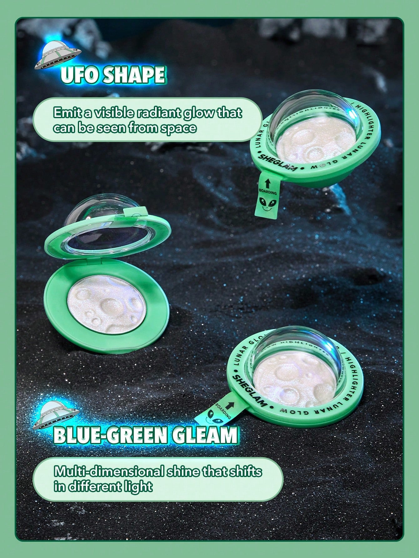 Sheglam lunar glow highlighter - إضاءة بودرة مضغوطة من شيجلام