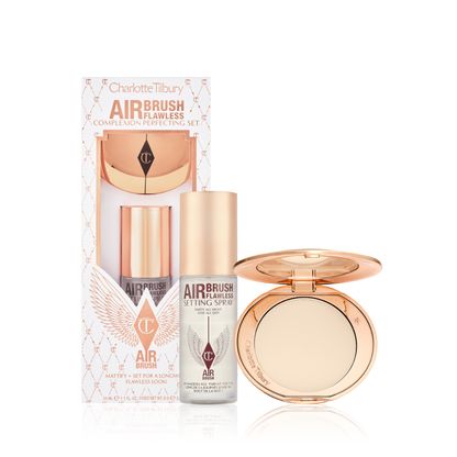 Charlotte tilbury airbrush brightening flawless gift set - سيت مثبت مكياج وباودر من شارلوت تلبري