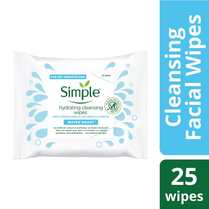 Simple hydrating cleansing wipes removes make-up for dry & sensitve skin - مناديل إزالة مكياج مرطبة للبشرة الجافة والحساسة من سيمبل