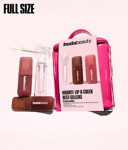 Huda beauty lip and cheek best sellers kit - مجموعة حقيبة الشفاه وخدود من هدى بيوتي