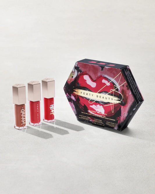 Fenty beauty glossy posse VII full size gloss bomb trio - سيت كلوسات شفاه من فينتي بيوتي