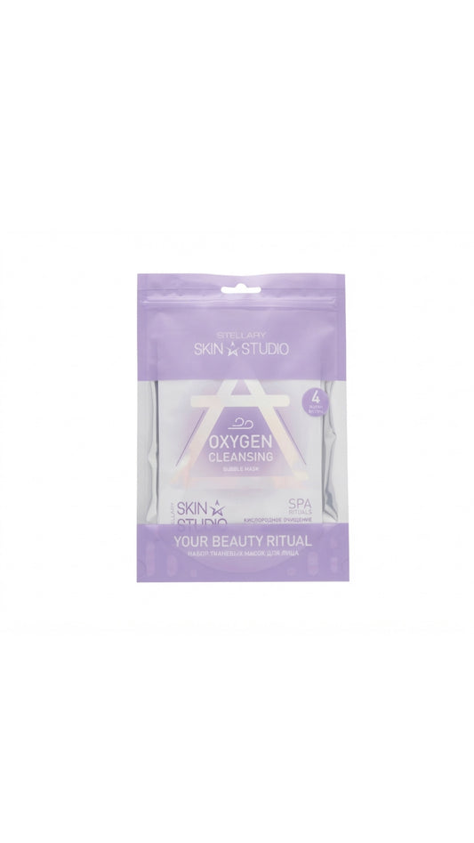 STELLARY SKIN STUDIO OXYGEN CLEANSING BUBBLE MASK 4 pieces ستيلاري قناع ورقي فقاعي منظف للبشرة