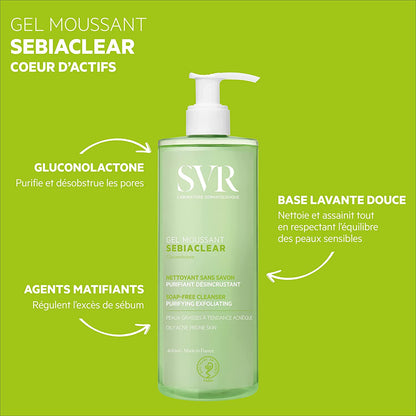 SVR gel moussant seblaclear - غسول جل للبشرة الدهنية