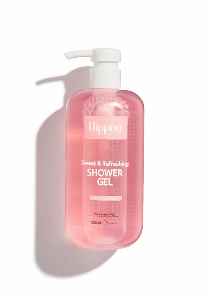Nippon Sweet & Refreshing Shower Gel Pink Blossom 600ml - جل استحمام نيبون بنكهة الورد المنعشة 600 مل