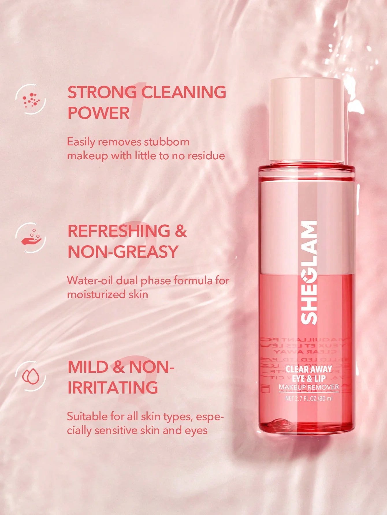 SHEGLAM Clear Away Eye & Lip Makeup Remover -مزيل مكياج زيتي ومائي