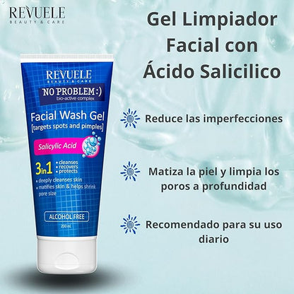 Revuele facial wash gel 3in1 - غسول ريفيولي بسالسليك أسيد لحبوب الشباب