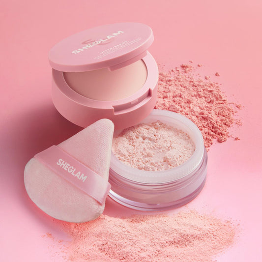SHEGLAM Insta-Ready Face & Under Eye Setting Powder Duo -بودرة مزدوجة وردية من شي كلام