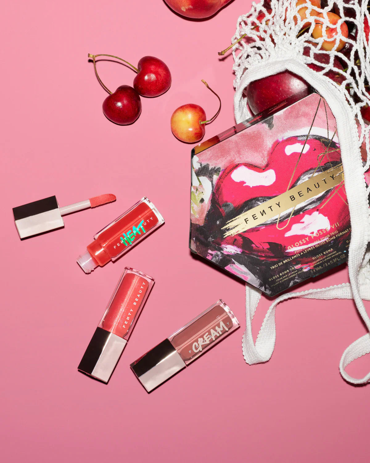 Fenty beauty glossy posse VII full size gloss bomb trio - سيت كلوسات شفاه من فينتي بيوتي