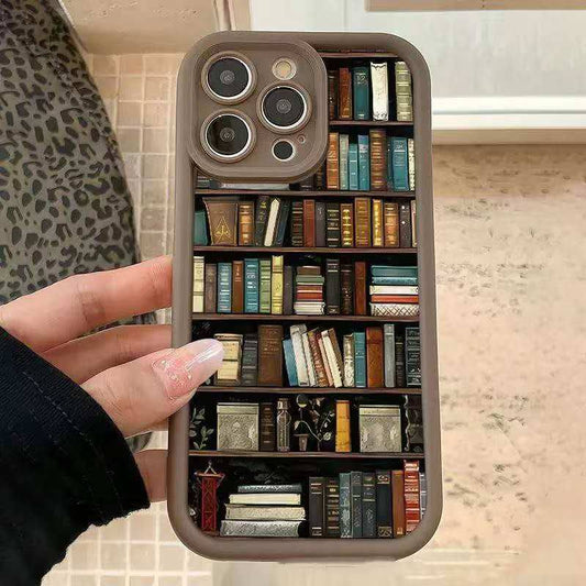 غطاء حافظ موبايل مكتبة بأطار رمادي