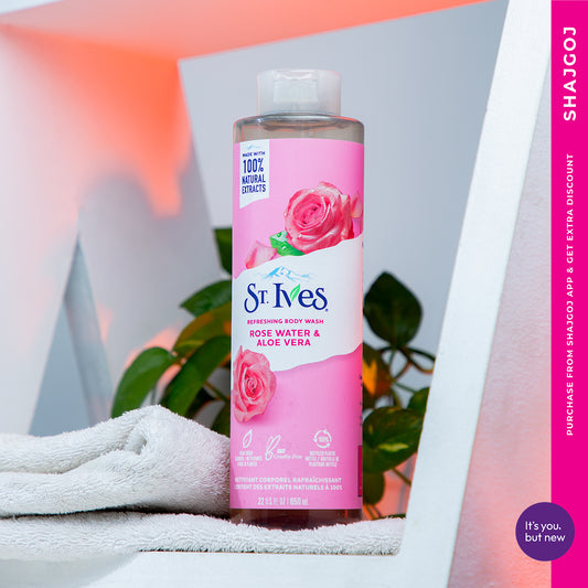 St.Ives REFRESHING BODY WASH ROSE WATER & ALOE VERA - غسول الجسم المنعش بماء الورد والألوفيرا