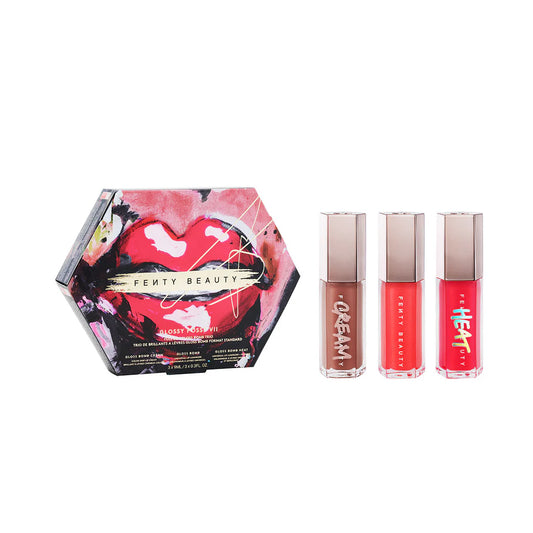 Fenty beauty glossy posse VII full size gloss bomb trio - سيت كلوسات شفاه من فينتي بيوتي