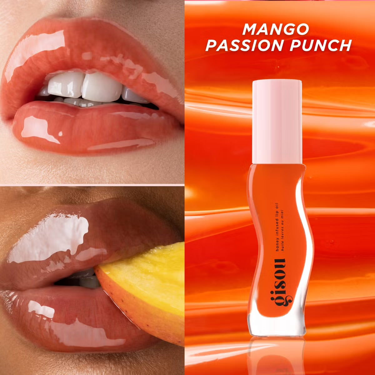Gisou infused lip oil gloss mango passion punch - كلوس الشفاه لامع