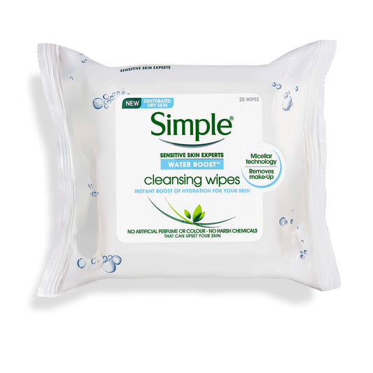 Simple hydrating cleansing wipes removes make-up for dry & sensitve skin - مناديل إزالة مكياج مرطبة للبشرة الجافة والحساسة من سيمبل
