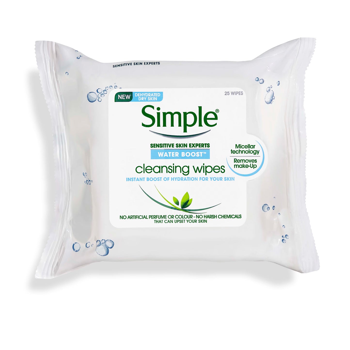 Simple hydrating cleansing wipes removes make-up for dry & sensitve skin - مناديل إزالة مكياج مرطبة للبشرة الجافة والحساسة من سيمبل