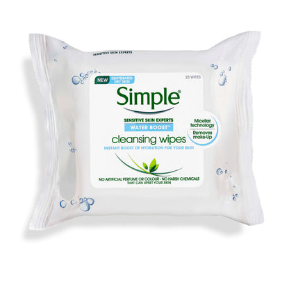 Simple hydrating cleansing wipes removes make-up for dry & sensitve skin - مناديل إزالة مكياج مرطبة للبشرة الجافة والحساسة من سيمبل
