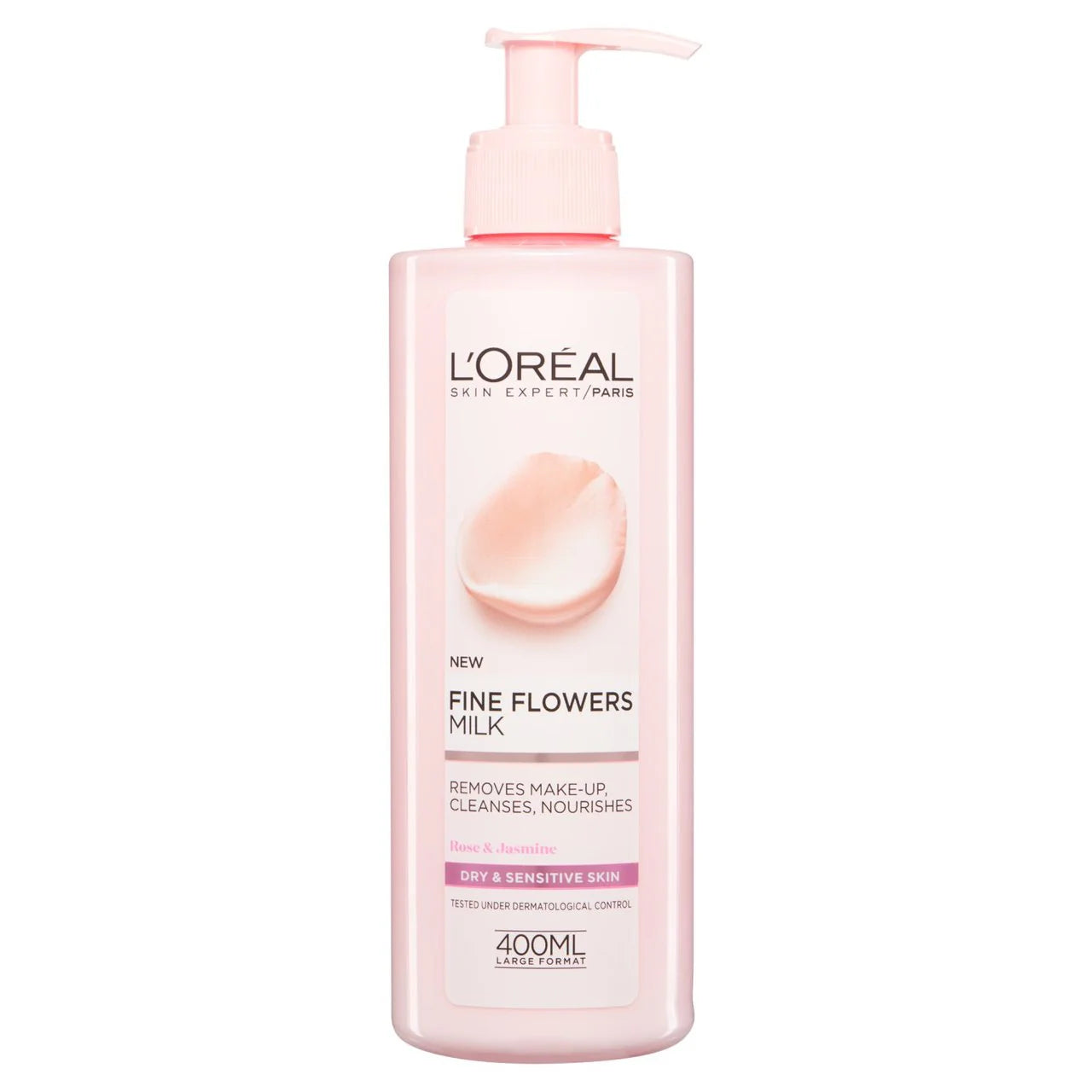 L'oreal fine flowers milk removes make-up, cleanses 400ml - حليب لوريال للزهور النقية مزيل للمكياج ومنظف 400 مل