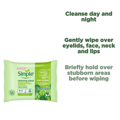 Simple cleansing wipes instantly removes for all skin types even sensitive - مناديل أزالة مكياج من سمبل