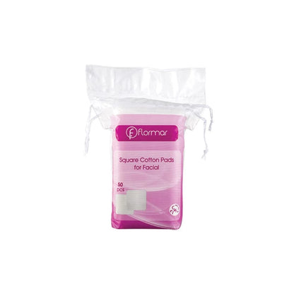 Flormar square cottom pads for facial - قطن طويل مربع من فلورمار