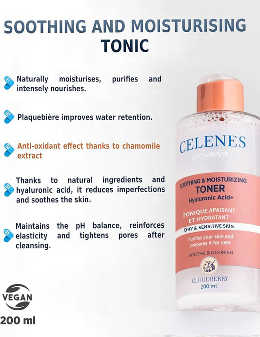 Celenes Cloudberry Soothing & Moisturizing Toner 200ml - تونر سيليينز كلاود بيري لتهدئة وترطيب البشرة 200 مل