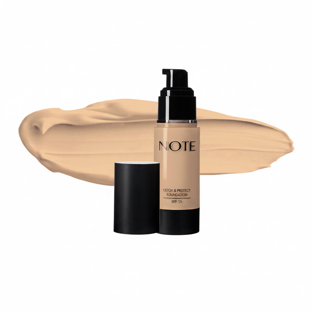 NOTE Detox & Protect Foundation SPF 15 - كريم أساس خافي عيوب بعامل حماية